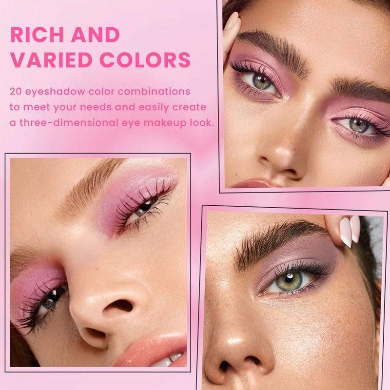 سويكي لوحة ظلال العيون SUAKE Nude Pink، مطفية ولامعة، غنية بالأصباغ، 20 لونًا من برايمر ظلال العيون البني والبنفسجي لمكياج العيون، لوحة ظلال العيون الكورية (01#-NUDE-20 COLORS) - Image 3